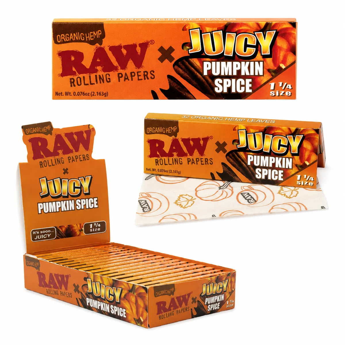 RAW x JUICY Pumpkin Spice 1+1/4 Rolling Papers