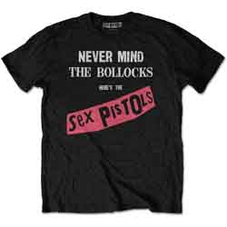 THE SEX PISTOLS UNISEX T-SHIRT: NEVER MIND THE BOLLOCKS ORIGINAL ALBUM (Black)