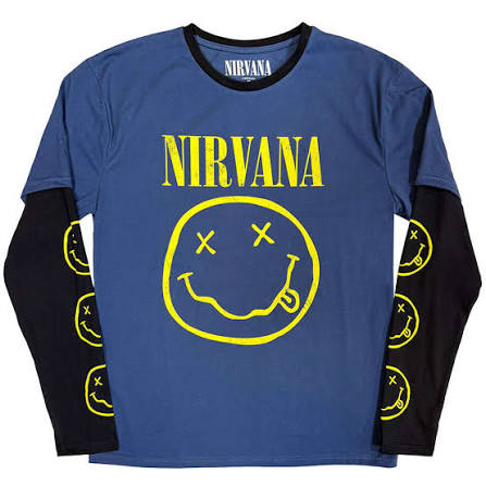 NIRVANA Navy Smiley Long Sleeve Tee
