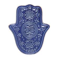 Blue Ceramic Hamsa Hand Incense Holder