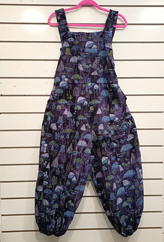 Heavy Cotton Mushroom Dungarees - Purple