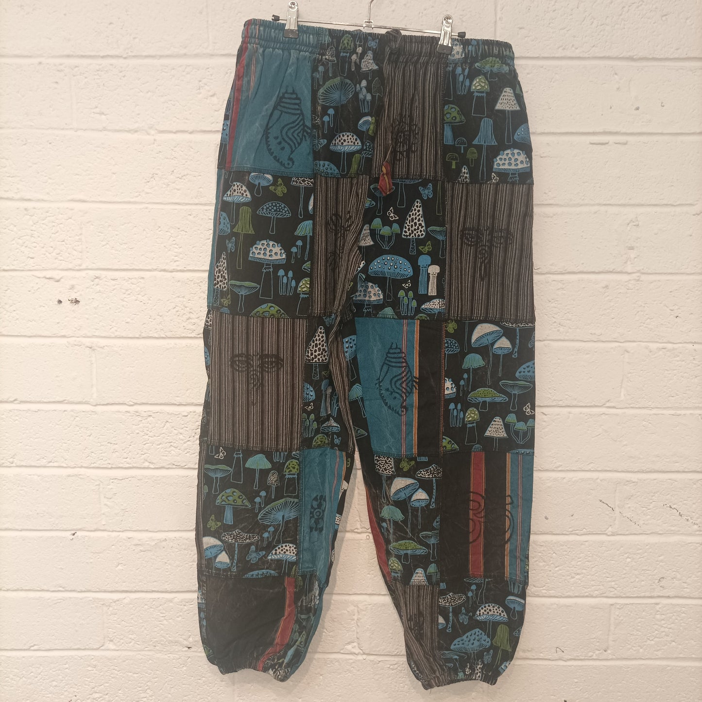 Blue Patchwork Mushroom Pants