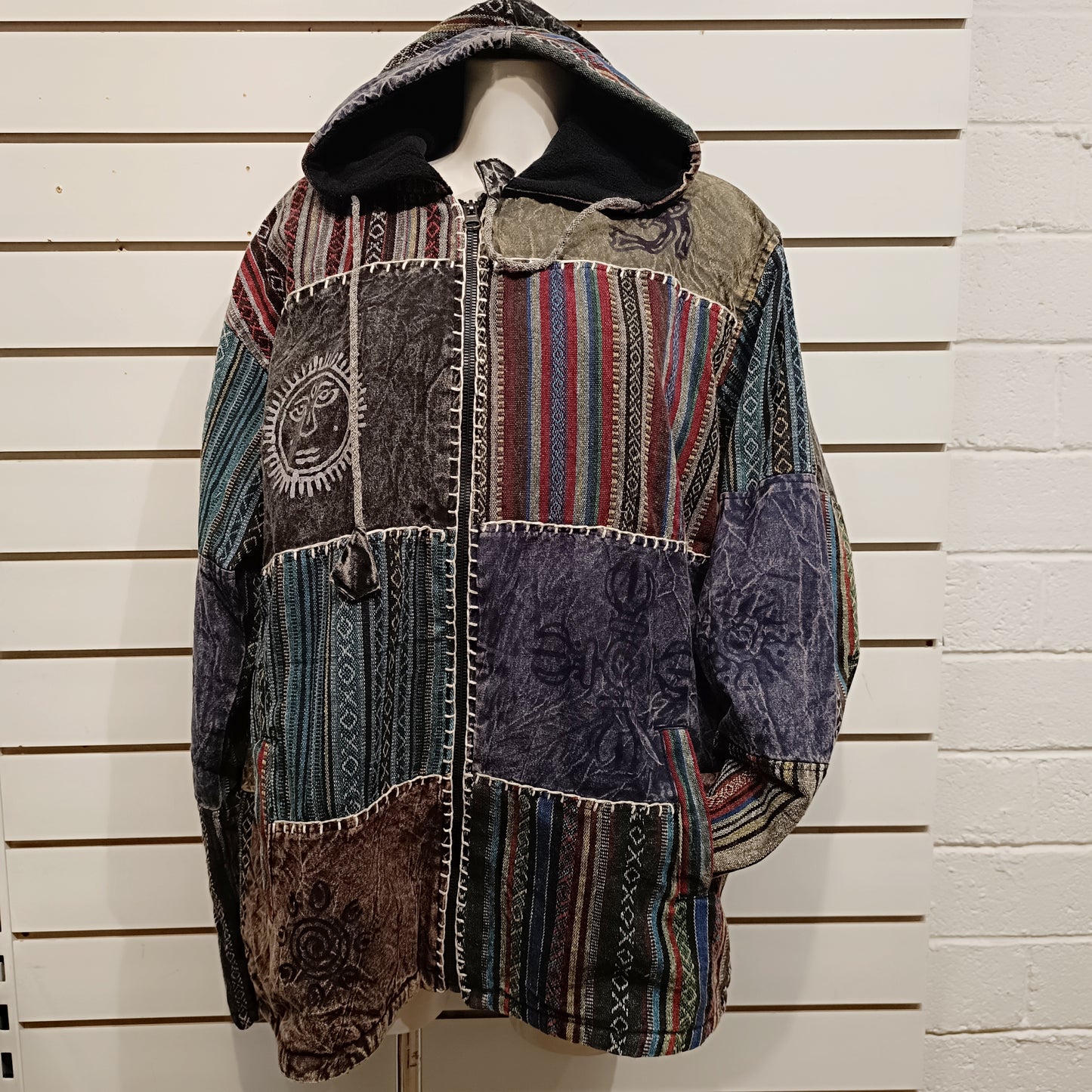 Woven Patchwork Zip-Up Jacket - Muted Blend