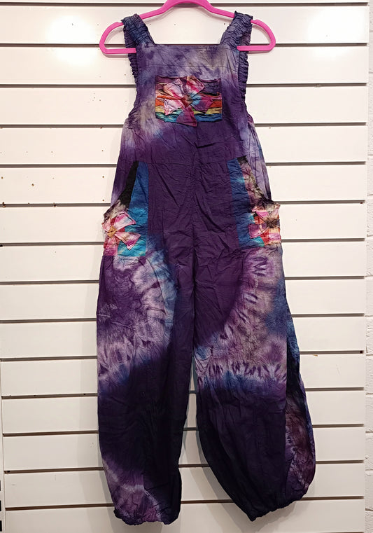 Tie-Dye Dungarees - Purple Blend