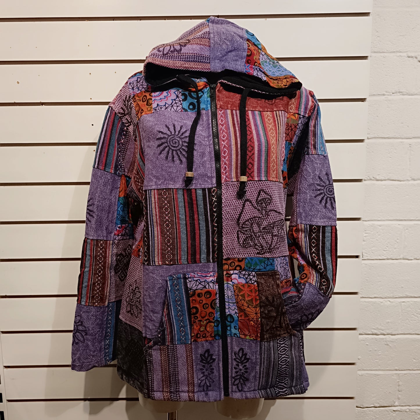 Mushroom Patchwork Zip-Up Jacket - Purple Blend