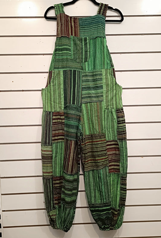 Striped Dungarees - Green