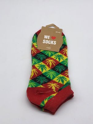 I <3 Socks Ankle Socks - Rasta Checkered