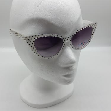 Cat eye Sunglasses - White w/ Polka Dots