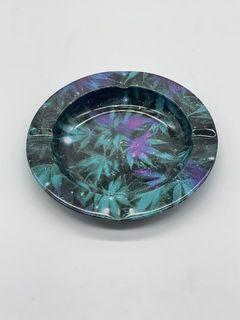 Blue Leaf Metal Ashtray