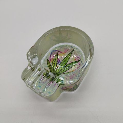 Glow-in-the-Dark Glass Ashtray - Skull Leaf