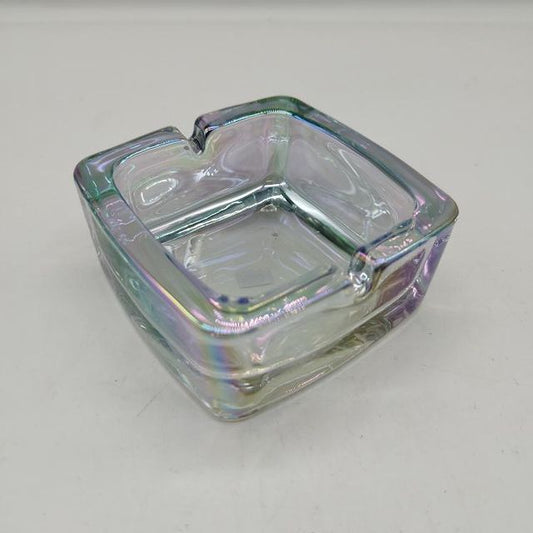 Metallic Glass Ashtray - Clear/Pearl